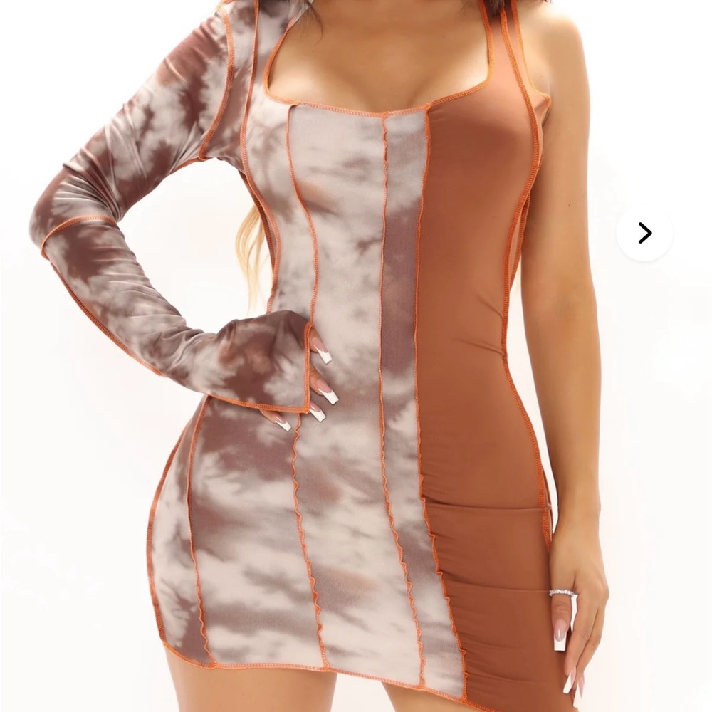 Fashion Nova Brown  secret obsession mini dress size L